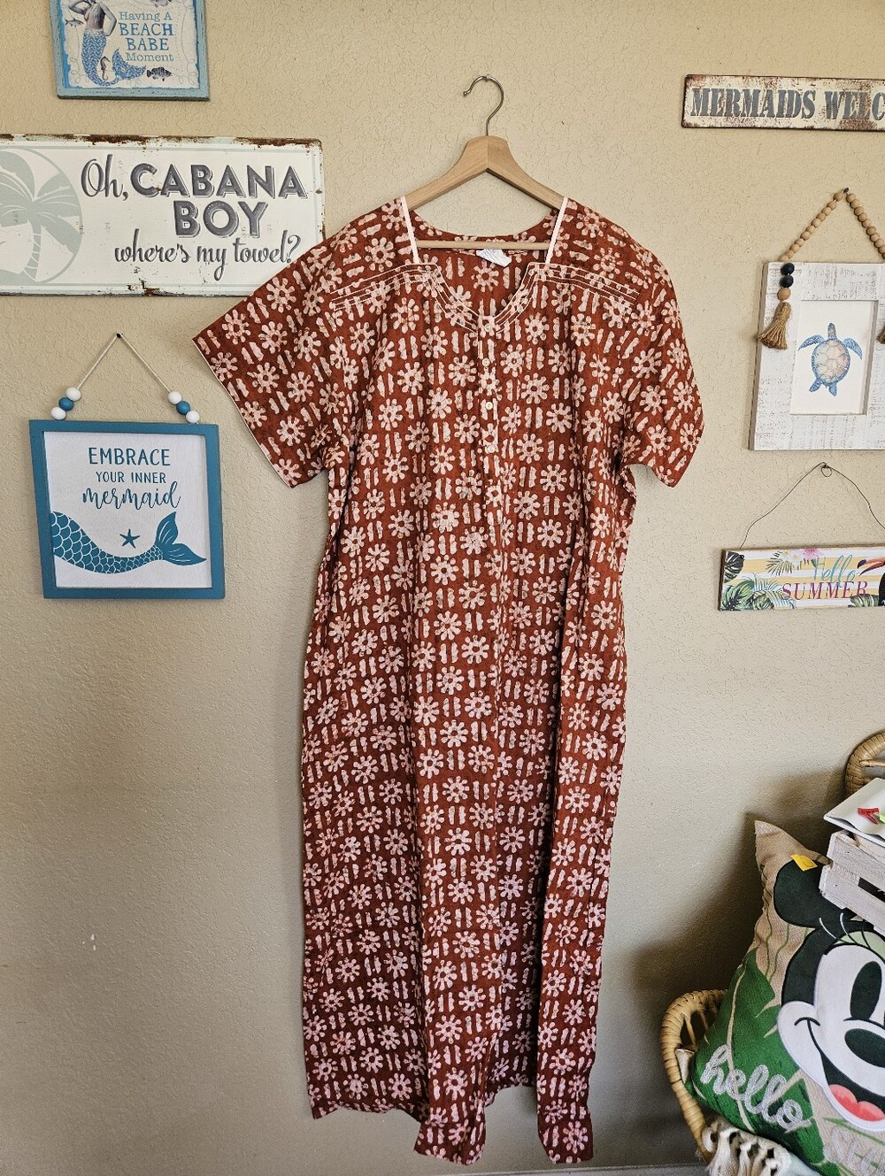 Vintage Mumu Dress Boho bohemian Resortwear Beach Lounge Lagenlook Kaftan